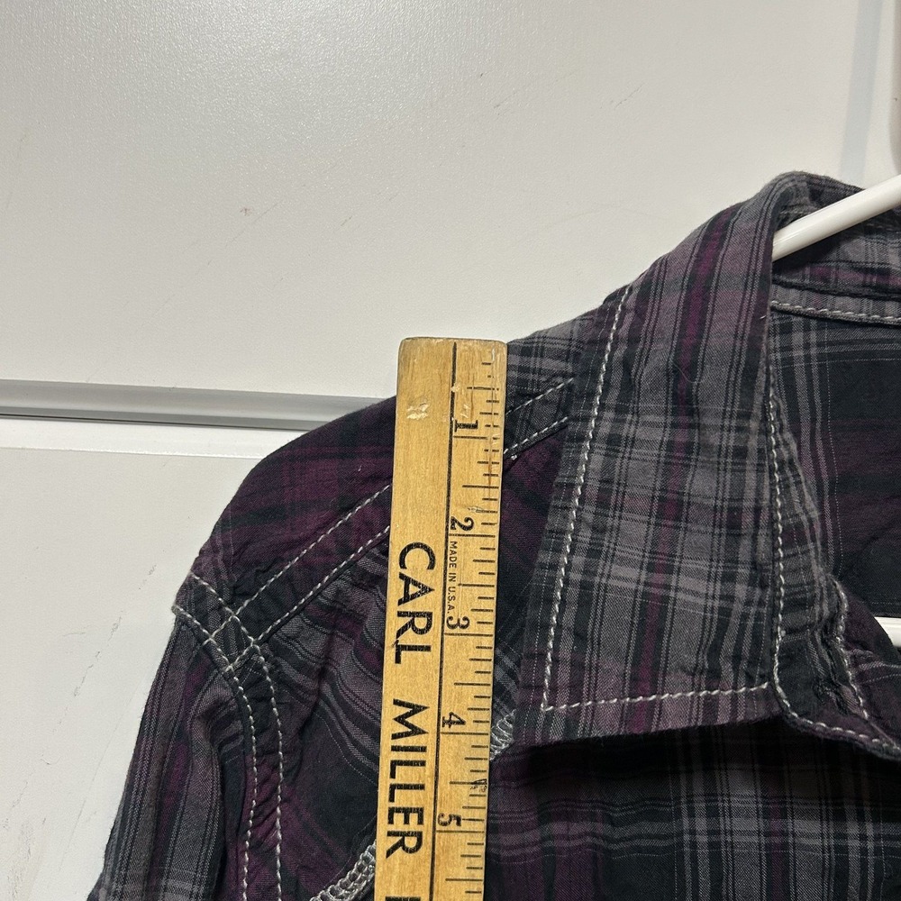 Route 66 Mens Purple Black Plaid Long Sleeve Button Down Shirt Large Western - Picture 3 of 12